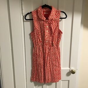 Anthropologie Sleeveless Orange and White Polka Dot Dress (XS fit)